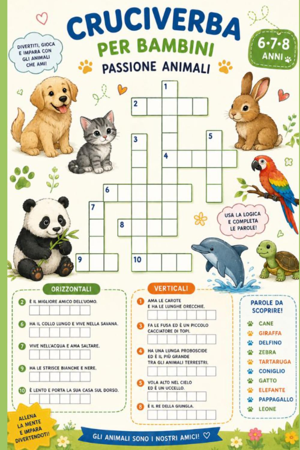 Cruciverba per bambini Passione Animali